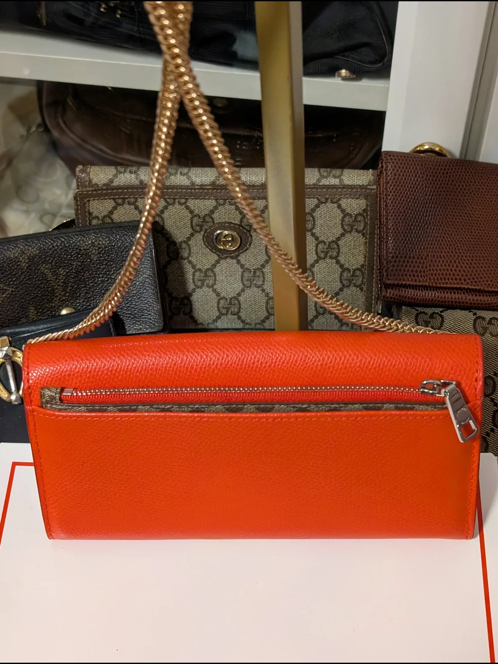 COACH Orange Leather Continental Wallet - Signature Logo
